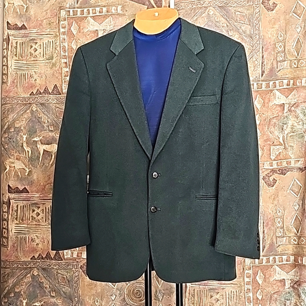 Vintage Oleg Cassini green wool jacket lined model STELLA size 46 L 42